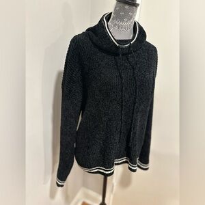 Rachel Zoe Women’s Sz:L Black Chenille Cowl Neck Sweater. Super Soft.